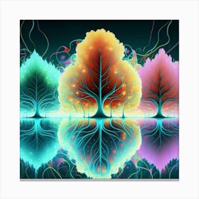 Three Colorful Trees in neon colors 17 Canvas Print