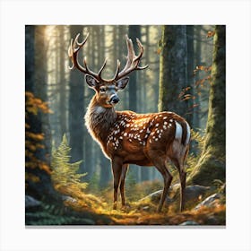 Deer In The Forest 180 Canvas Print