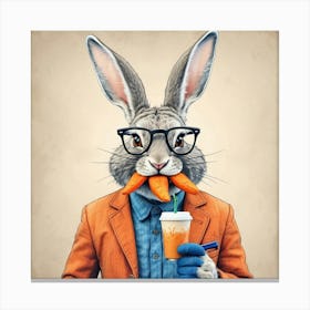 Rabbit With Carrots 21 Canvas Print