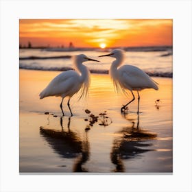 Egrets At Sunset 1 Stampe su tela