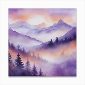 Watercolor Of Mountains 2 Canvas Print