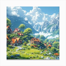 Village In The Mountains 7 Canvas Print