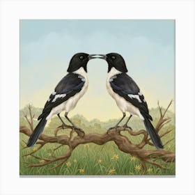 Magpies In Love Canvas Print