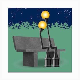 Lanterns Lamp Posts Park Bench Canvas Print