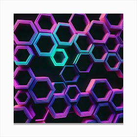 Hexagonal shapes with neon lights 3 Canvas Print