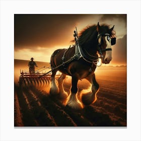Clydesdale Horse Pulling A Plough Canvas Print