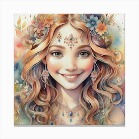 Girl With Flower Crown Canvas Print