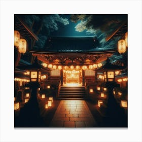 Asian Temple At Night Canvas Print