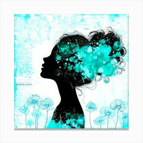 Flowers And Silhouette - Serene Elegance Canvas Print