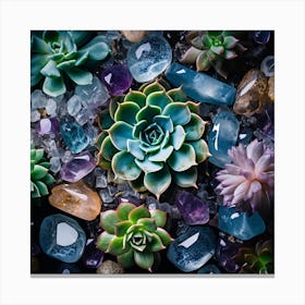 Succulents And Stones Canvas Print