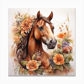 Horse With Flowers 3 Canvas Print