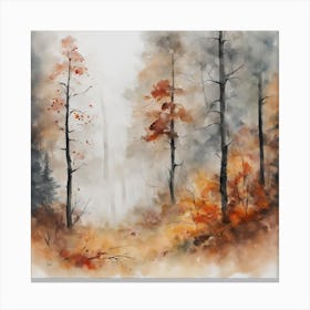 Foggy Forest Fall Landscape 1 Canvas Print