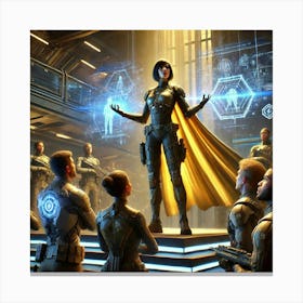 A Sci Fi Scene Illustrating Leadership Aura, Whe Canvas Print