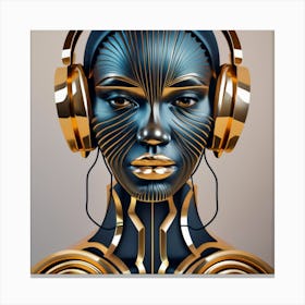 Futuristic Woman With Headphones 10 Canvas Print