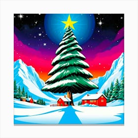 pop art  Christmas Tree On North Pole 3 Canvas Print