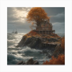 House On The Cliff Canvas Print