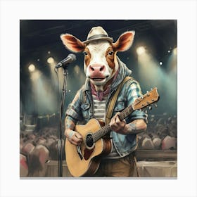 Cow Playing Guitar 6 Canvas Print