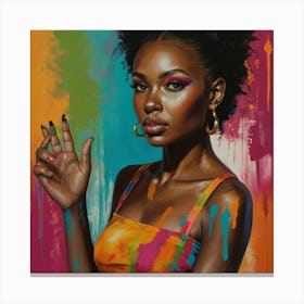 'Afro Girl' 1 Canvas Print