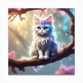 Cat In Cherry Blossom Tree 1 Canvas Print