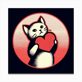 Cat Holding Heart 3 Canvas Print