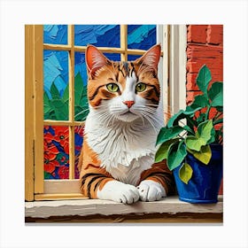 Cat On The Window Sill 1 Canvas Print