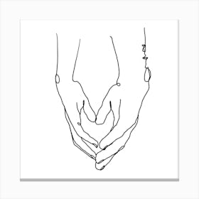 Heart In Your Hands Square Canvas Line Art Print