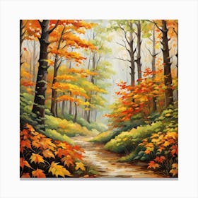 Forest In Autumn In Minimalist Style Square Composition 329 Canvas Print