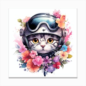 Cat In A Helmet Canvas Print
