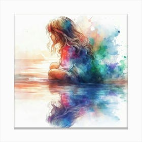 Little Girl In Water Canvas Print