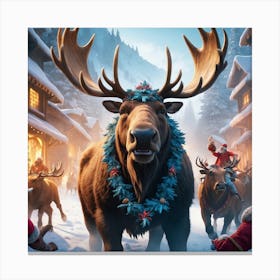 Santa'S Reindeer Canvas Print