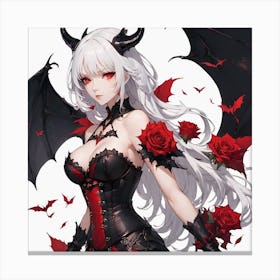 Devil Girl With Roses Canvas Print
