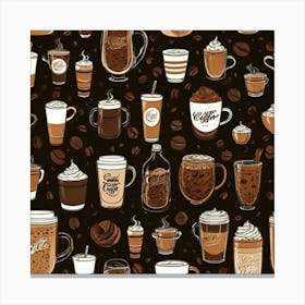 Coffee Pattern Canvas Print