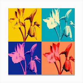 Andy Warhol Style Pop Art Flowers Bluebell 1 Square Canvas Print