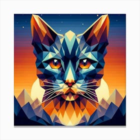 Ribbons Low Poly Cat Canvas Print