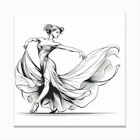 Line Art Latin Dancer 3 Canvas Print