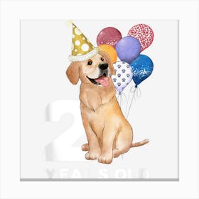 2 Years Old Boy Girl Love Dog Pet Golden Retriever Birthday Canvas Print