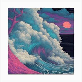 Wave At Night Canvas Print