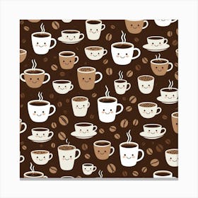 Kawaii Coffee Pattern 1 Canvas Print