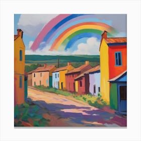 Spectral Echoes: A rainbow's embrace in abandonment 1 Canvas Print