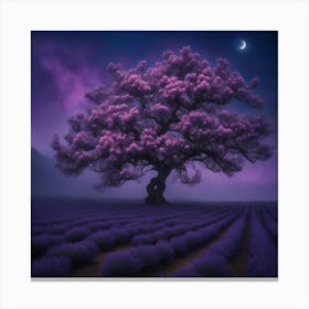 Lavender Field At Night 1 Canvas Print