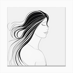 Portrait Of A Woman With Long Hair Canvas Print