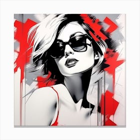 Girl In Red Sunglasses Canvas Print