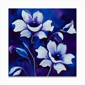 Flowers On A Purple Background Canvas Print