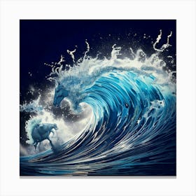 Unicorn On A Wave Canvas Print