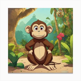 Monkey In The Jungle 1 Canvas Print