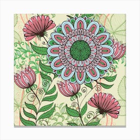 Hand Drawn Floral Mandala 03 Canvas Print