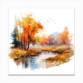 Watercolor Autumn Landscape 30 Canvas Print