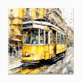 Budapest Tram Line Art Canvas Print