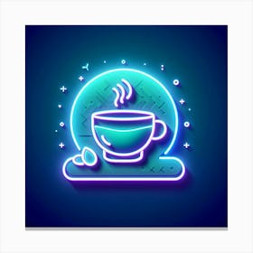 Neon Coffee Cup Icon Vector Illustration Canvas Print