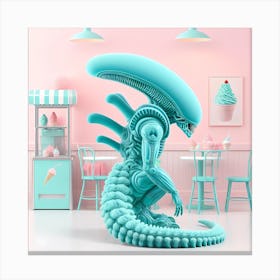 Alien In Ice Cream Parlor 1 Canvas Print